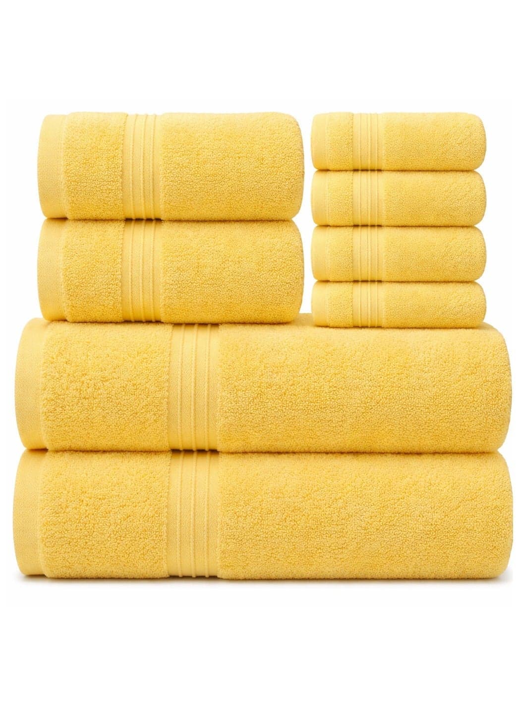 Bliss Casa - 8 Pieces Towel Set - 2 Bath Towels, 2 Hand Towels, and 4 Washcloths, 600 GSM Ring Spun Cotton Highly Absorbent Towels for Bathroom, Shower Towel