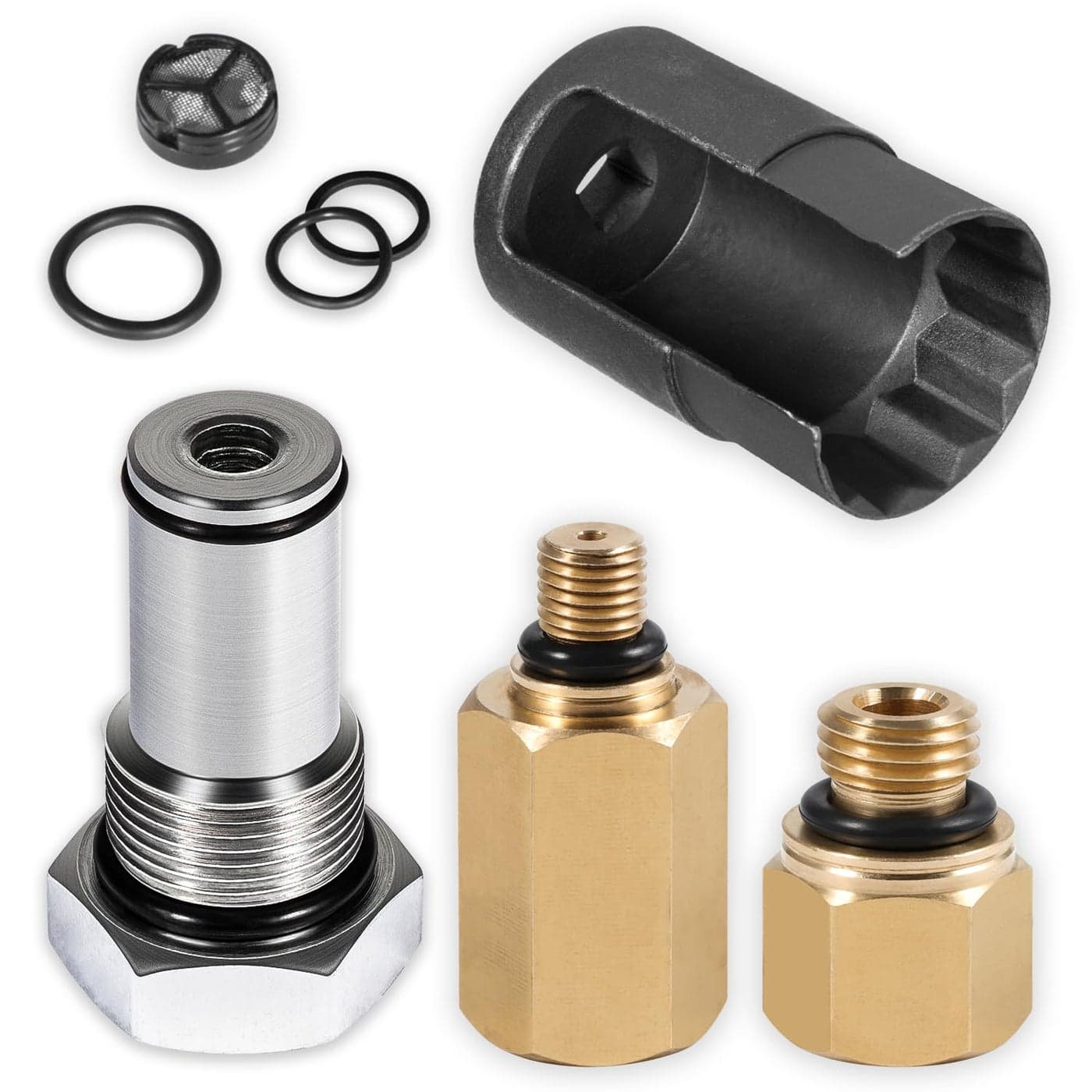 Bonbo 60 IPR Valve Socket Oil Rail Adapters Kit 60 High Pressure Oil Pump IPR Valve Air Test Fitting Tool with Seal Kit Fits for Ford 60L Powerstroke Diesel Engine 8 Pack