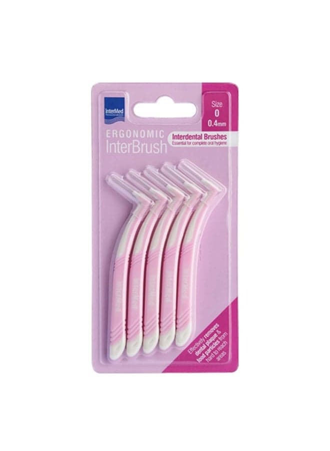 Ergonomic Interdental Brush Size 0, 0.40mm - Pink, Pack of 5's