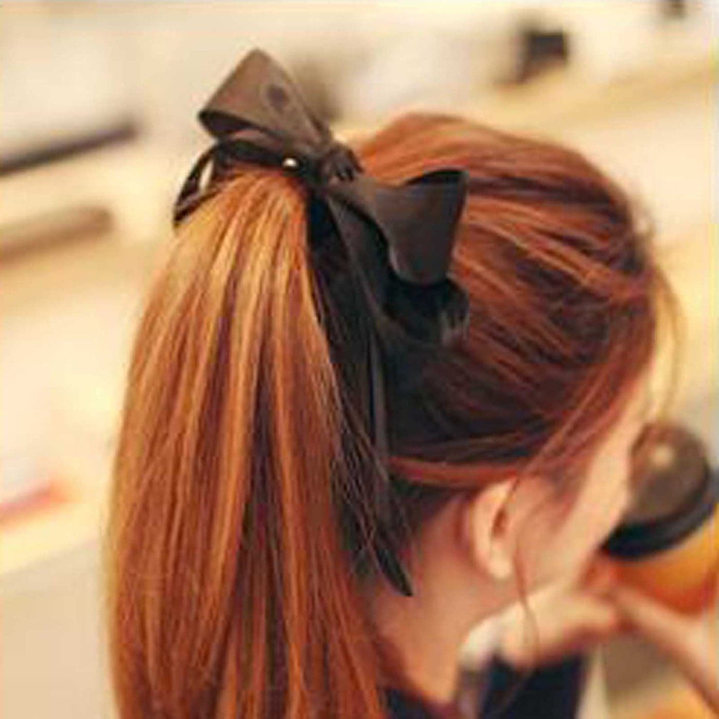 Yheakne Silk Bow Ponytail Holder Black Satin Hair Ties Scrunchies Velvet Ribbon Hair Bow Bands Rope Ponytail Holder Hair Accessories for Women and Girls (Black)