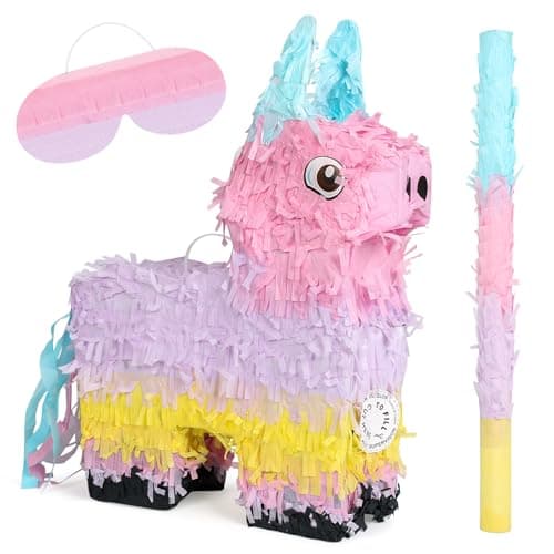 Piata Set for Kids Party Full Party Game Kit with Hitting Stick Blindfold Confetti Filler Perfect for Birthday Party Decorations for Boys and Girls Pop Pop Pinata Macaron colors