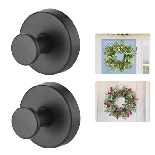 Suction Cup Wreath Hanger,Suction Cup Hooks Hanging 15 Lbs,Waterproof Suction Cup Wreath Holder for Windows, Shower, Wreaths,Smooth Doors (Black, 2)