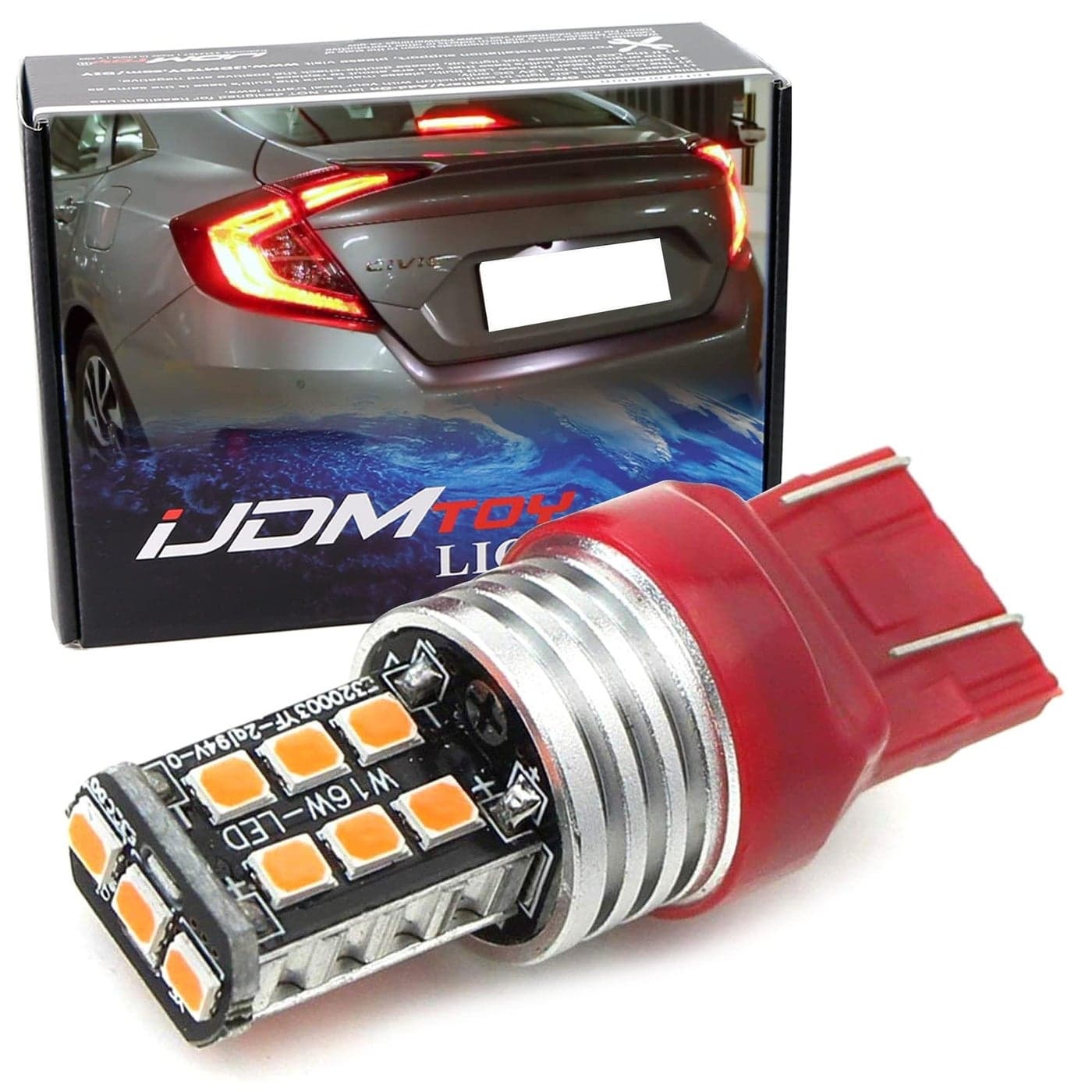 iJDMTOY StrobeFlashing Feature Red 15SMD Replacement Bulb Compatible With 201221 Honda Civic Sedan Third Brake Light