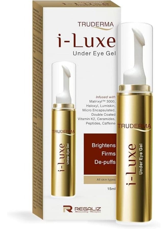 REGALIZ Truderma i-Luxe Under Eye Gel | Reduces Dark Circles, Puffiness, Crow's Feet & Fine Lines | Hydrating & Anti-Aging Formula | 15ml
