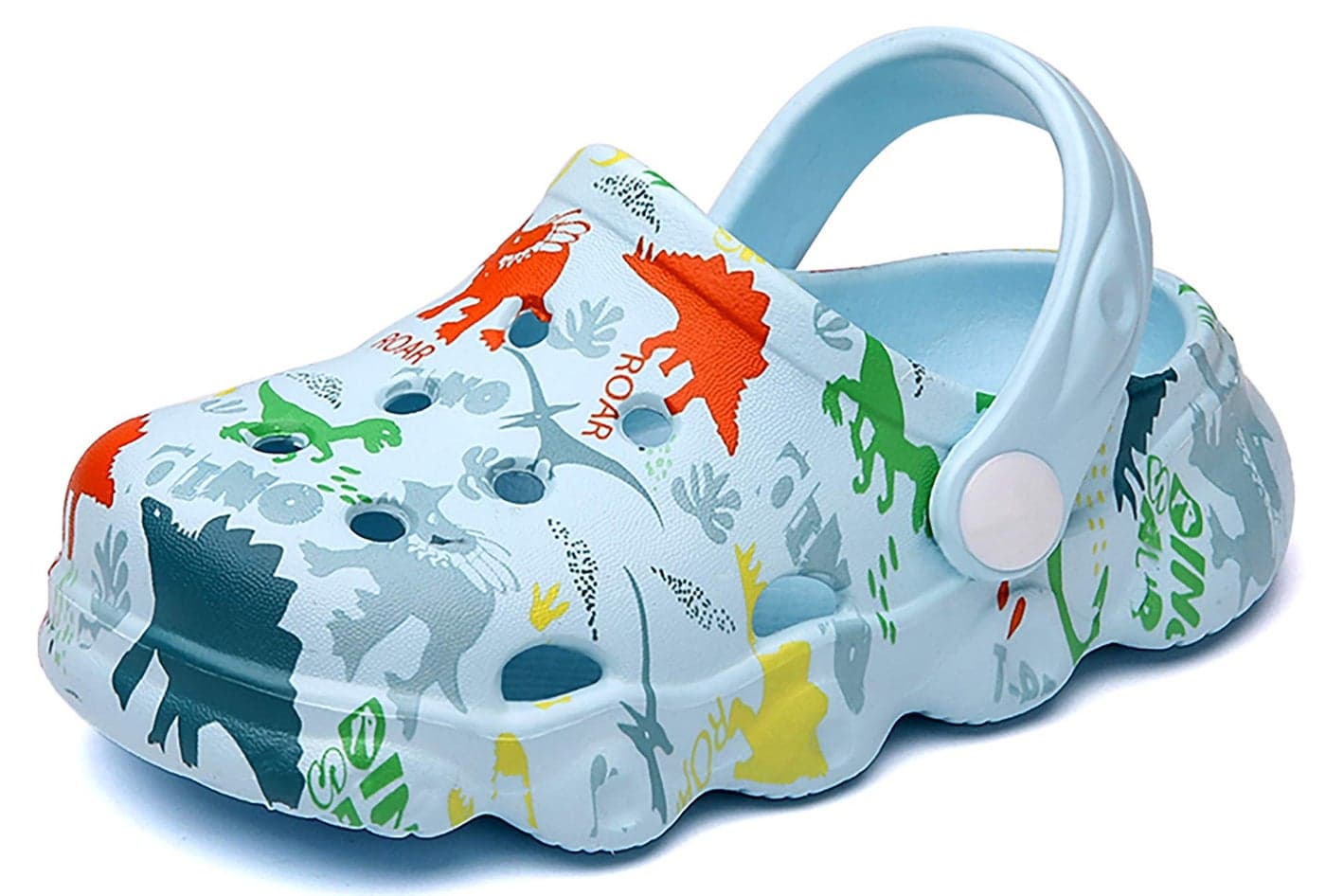 INMINPIN Kids Cute Clogs Cartoon Garden Shoes Boys Girls Slides Slippers Indoor Outdoor Children Water Shower Beach Pool Sandals,Sky Blue,7-8 Toddler,Kids
