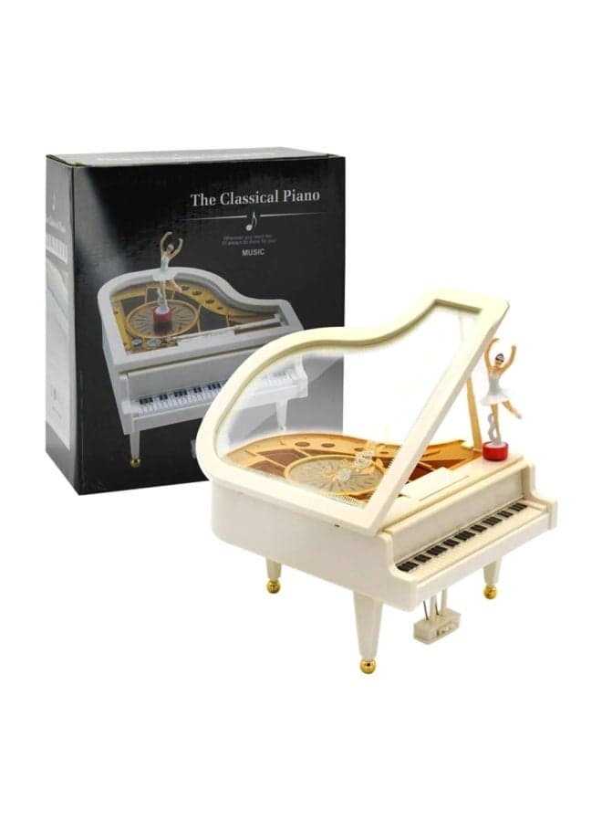 Mechanical Classical Piano Music Box White/Gold/Black