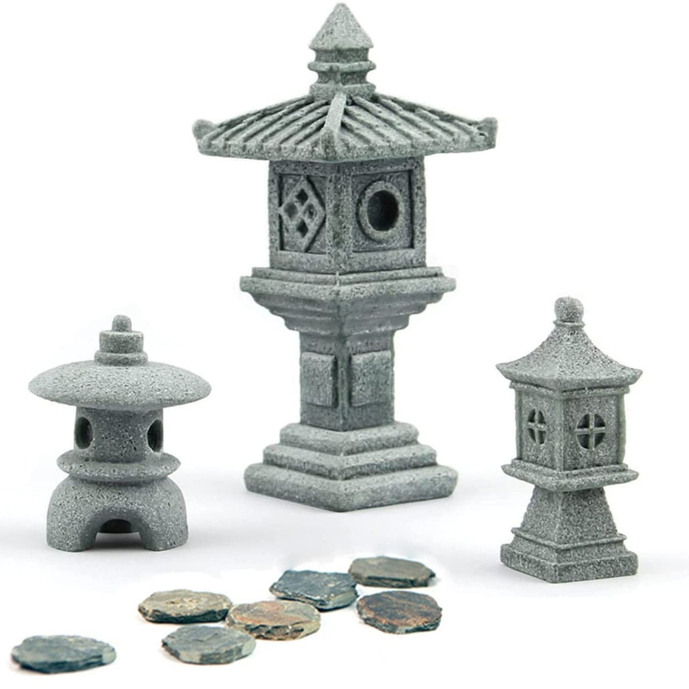 Sdeetesamjun Miniature Fairy Garden Decoration Set3 Japanese Lantern10 Stepping Stone Mini Fairy Decor for Garden Patio Micro Landscape Yard Bonsai Decoration