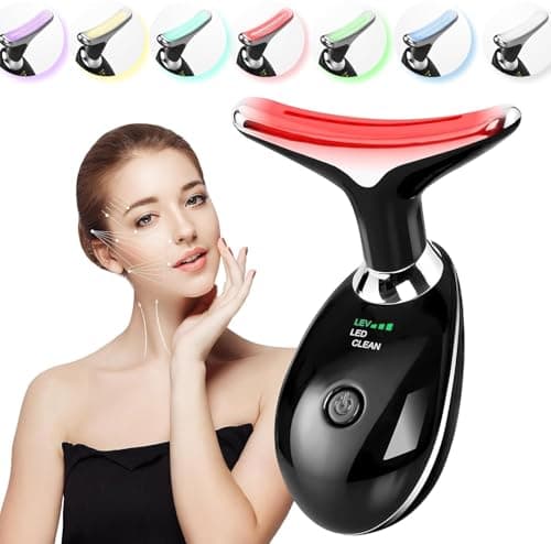 RedLightTherapyforFace and Neck Massager7 Colors Womens Skin Rejuvenation Lifting Facial Massager Tool for ToningGlow Boost Black
