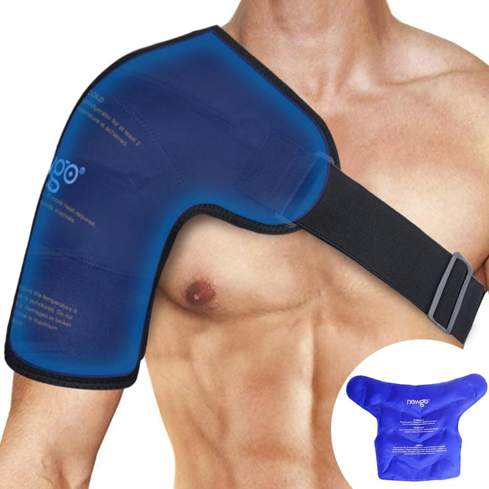 NEWGO Shoulder Ice Pack Rotator Cuff Cold Therapy FSA HSA Eligible Shoulder Ice Pack Wrap Cold Pack for Pain Relief Recovery After Surgery Sore Muscles Tendonitis Black