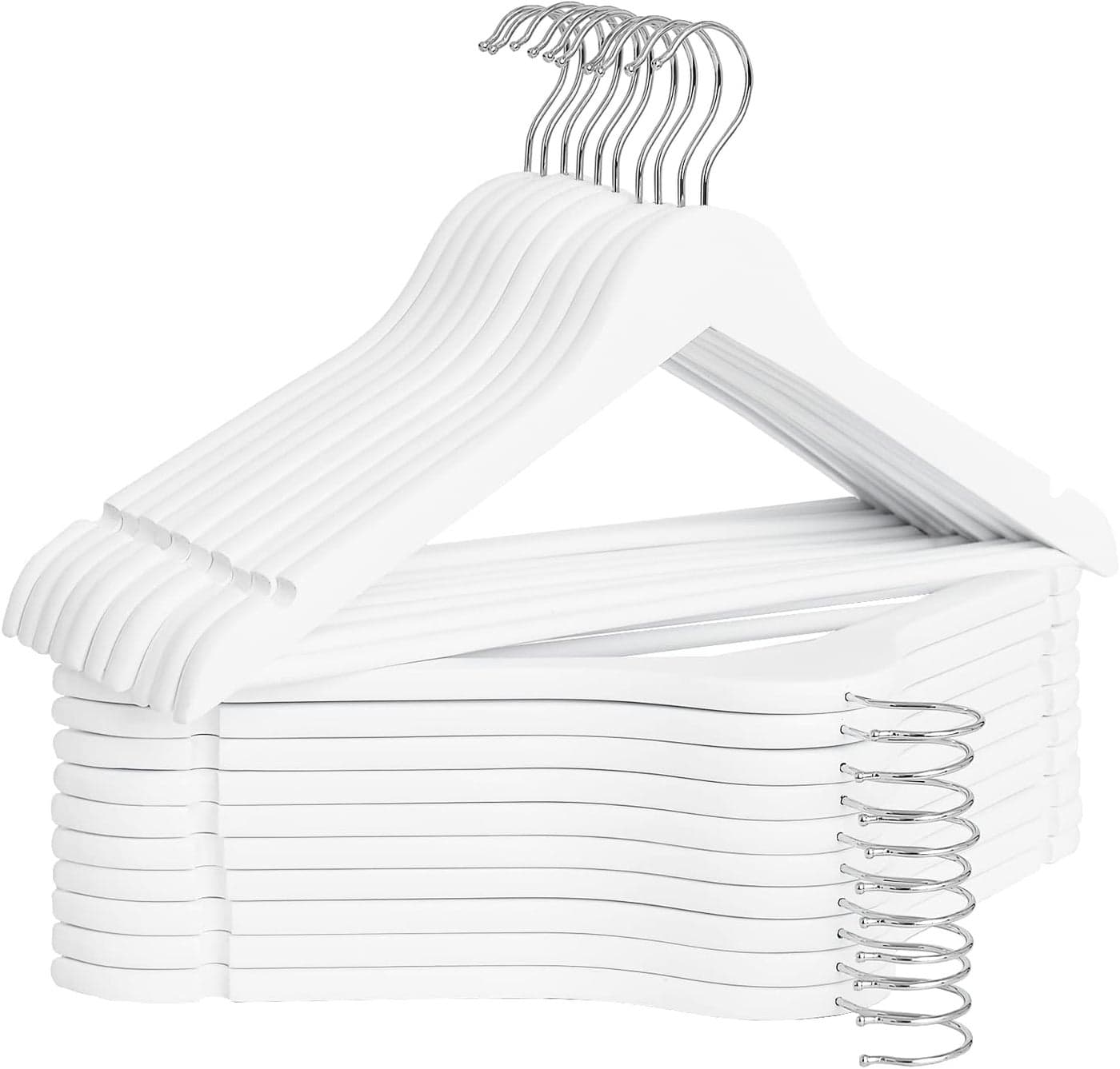 ANH Mart Wooden Hanger for Clothes Hanging Wooden Hangers for Wardrobe Pack of 36 (White)