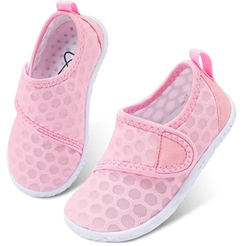 LeIsfIt Toddler Water Shoes Boys Girls Aqua Socks Kids Outdoor Quick-Dry Breathable Swim Shoes Lightweight Non-Slip Barefoot Beach Shoes Pink 7 Toddler