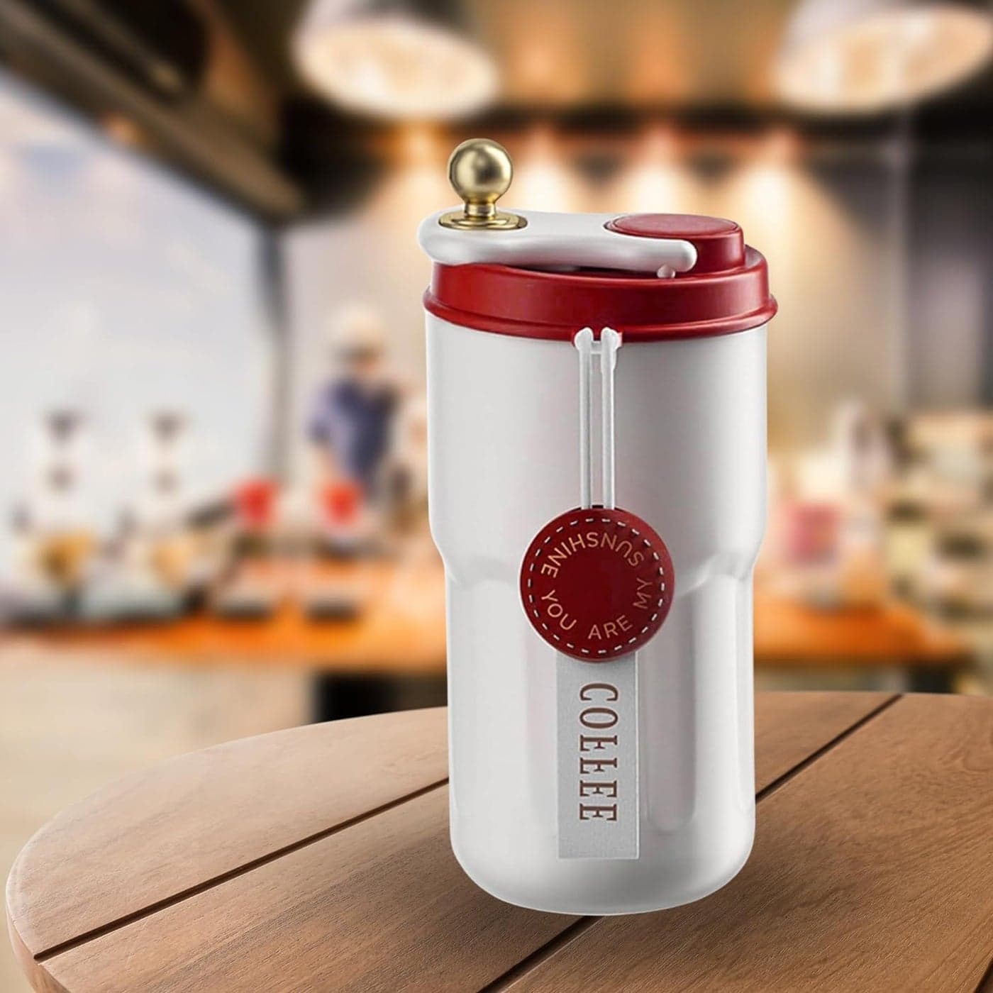 Vrupan Coffee MugSmart Digital Display with Thermos Flasks 316 Stainless Steel Travel Mug Insulated Vacuum Thermal Mug LeakProof Travel Mug with Lid for CoffeeTea and Juice 420ml Red
