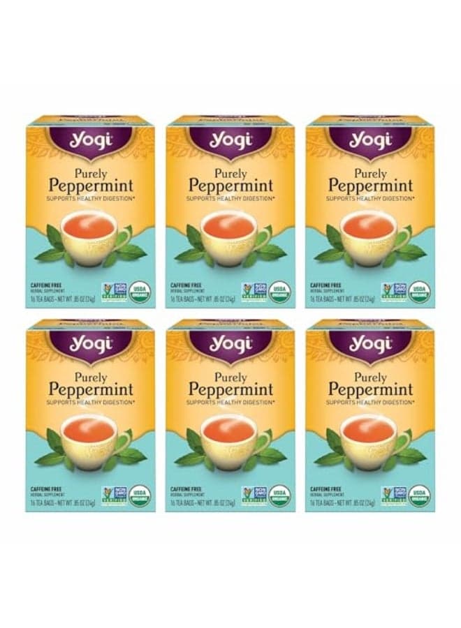 Yogi Tea Purely Peppermint Tea 6 Pack Supports Healthy Digestion Caffeine Free 96 Organic Herbal Tea Bags
