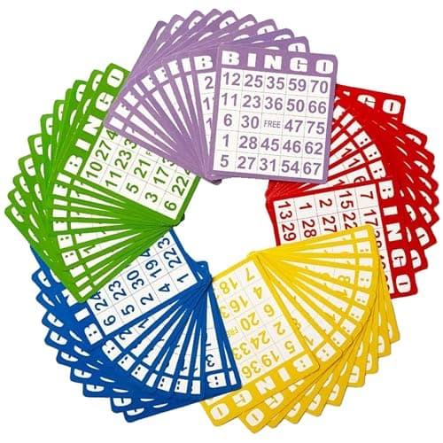 Yuanhe 50 Bingo Game Cards Bingo Set Kids Party Paper Card Games School Classroom Family Gathering Activity Casino Trip