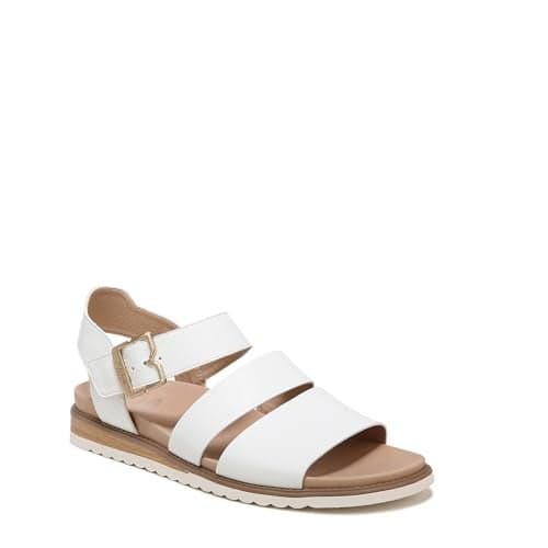 Dr. Scholl's Shoes Women's Island Glow Strappy Flat Sandal,White Smooth,9
