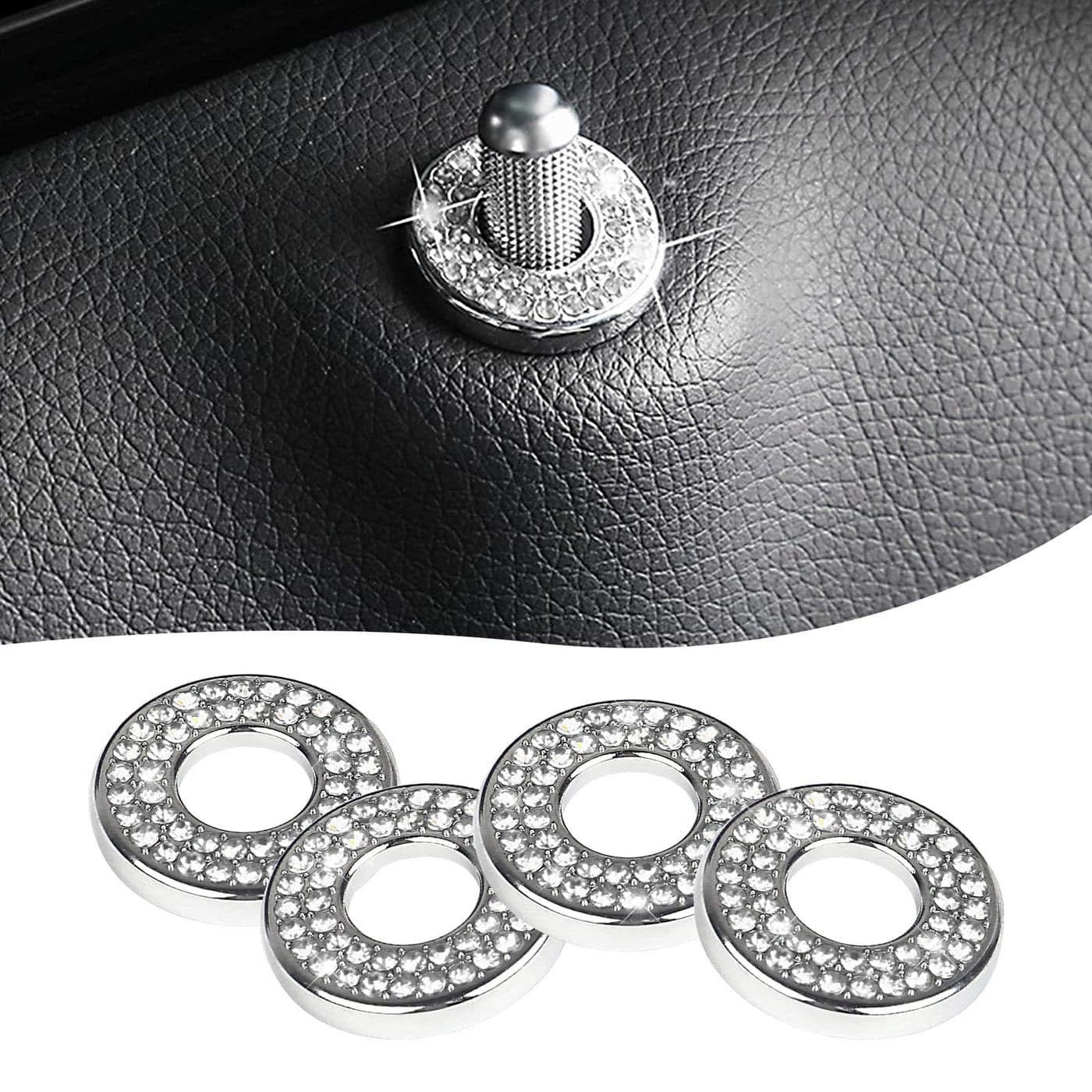 Sodcay 4 Pack Bling Car Inner Door Lock Covers Rhinestones Pull Rod Bolt Decoration Stickers Bling Car Accessories for Women Compatible with MercedesBenz ABCDE Class White