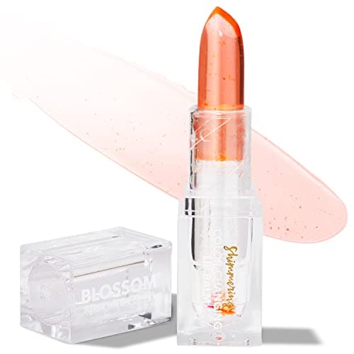 Blossom Lip Gloss Moisturizing pH Lip Balm, Strawberry Scented Color Changing Shimmering Lip Stain Tint, Infused with Real Flowers, 3g, Sunset