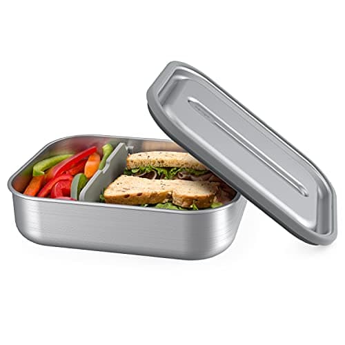 Bentgo MicroSteel LeakProof Lunch Box MicrowaveSafe OvenSafe BentoStyle Container with Removable Divider Airtight Lid Sustainable Design Odor Stain Resistant Stainless Steel