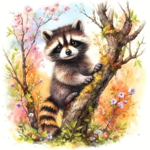 Anuver Raccoon Diamond Painting Kits for Adults 5D DIY Diamond Art Kits for Beginners Full Drill Diamond Painting Kits for Home Wall Decor 12x12 Inch