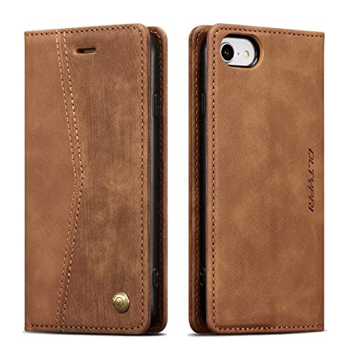 QLTYPRI Case for iPhone 17e/16e, Vintage PU Leather Wallet Case Card Slot Kickstand Magnetic Closure Shockproof Flip Folio Cover for iPhone 16e/17e - Retro Brown