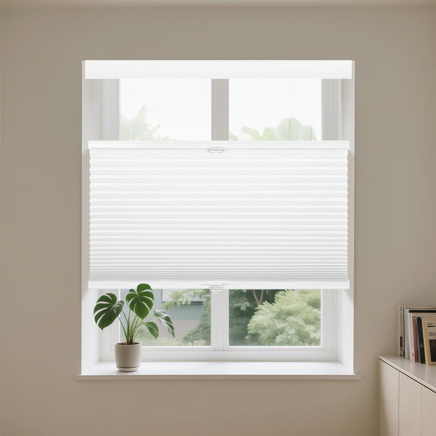 Allesin Top Down Bottom Up Cellular Shades Blackout Shades Noise Reduction Honeycomb Blinds Cordless Room Darkening for Bedroom OfficeBlackout White34x64