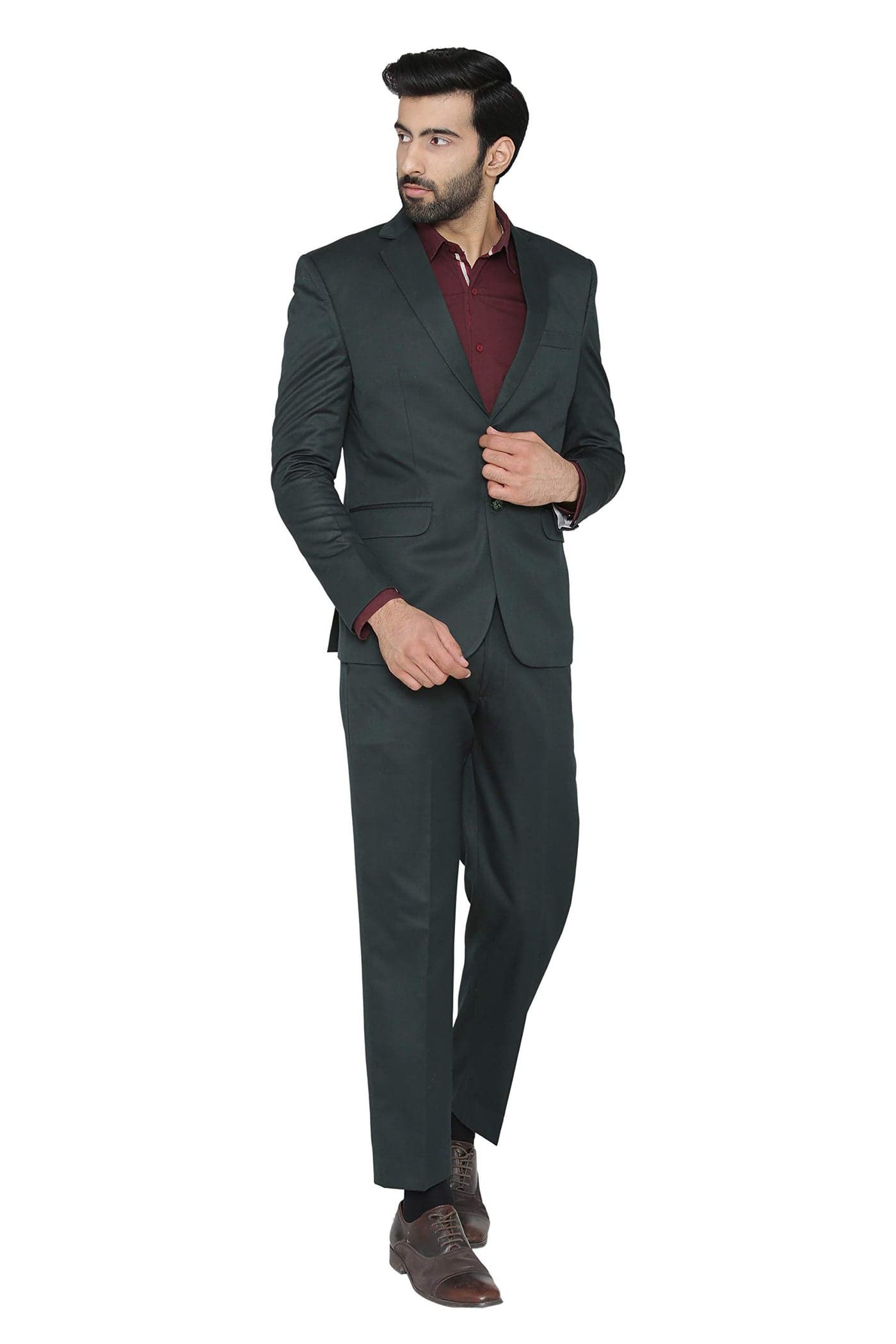 WINTAGE Men's Polyester Cotton and Evening 2 Pc Suit : Green