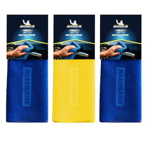 MICHELIN 350 GSM Pack of 3 (40x40 cm) Microfiber Cleaning Cloth for Car | Soft, Lightweight & Super Absorbent | Lint-Free, Scratch-Free & Quick-Drying Cleaning Towel for Car, Bike & Glass