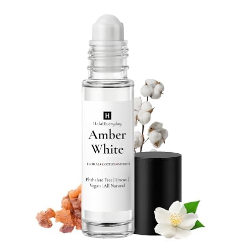 Amber White Type Fragrance Oil – 1/3 oz Glass Roll-On Bottle | Alcohol-Free & DPG-Free Perfume Oil for Body & Travel by Halal Everyday