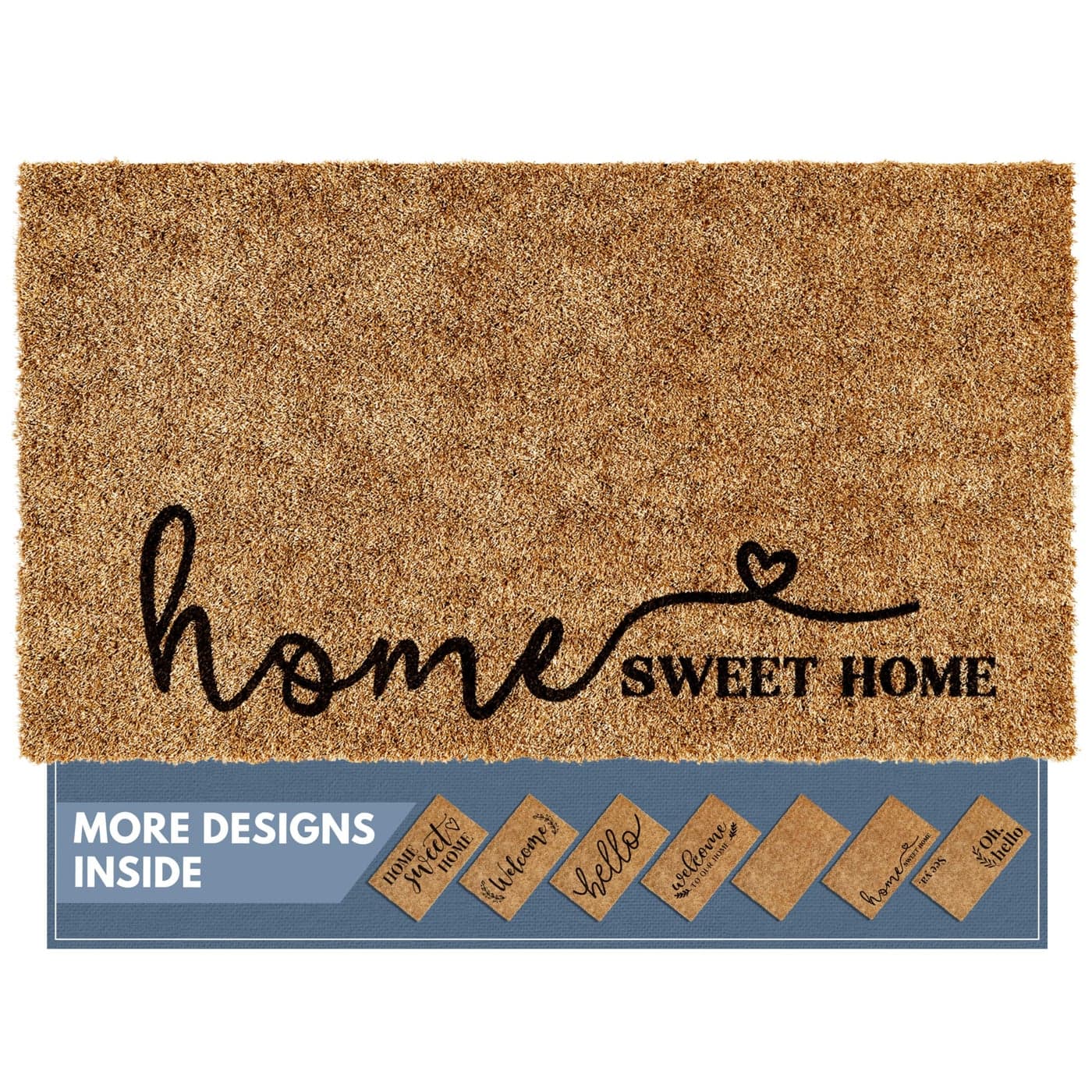 Barnyard Designs Doormat Welcome Mat for Outdoors Large Front Door Entrance Mat 30x17 Brown Home Sweet Home Script