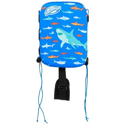 SwimWays Power Swimr Outdoor Pool Swim Vest for Kids Adjustable Kid Pool Float for Swim Training Medium Shark