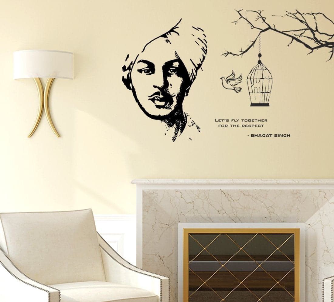 Wallstick ' Bhagat Singh ' Wall Sticker (Vinyl, 90 cm x 65 cm, Multicolor) 57-WL-0036