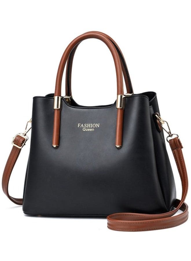 Women's Retro Elegant Handbag , Advanced Leather Bucket Shoulder Bag , Ladies Unique Chic All-Match Large Capacity Crossbody Bag , Black for Mother/Wife/Girl Friend Gift ,unisex ,Suitable for work and shopping .