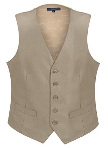 Gioberti Men's Formal Suit Vest Fit for Business or Casual Dress, Beige, 3X-Large