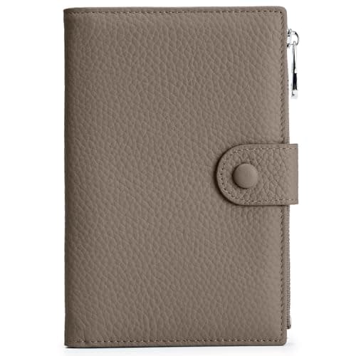 Leather Passport Holder for Travel Women RFID Passport Wallets Compact Travel Wallet with Zippered Coins Pocket and SIM Slots Ladies Passport Cover