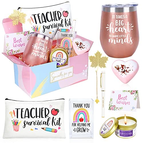 NaiCeay Best Teacher Appreciation Gifts for Women, Back to School, Christmas, Thank You Gifts for New Teacher-12 oz Tumbler Set