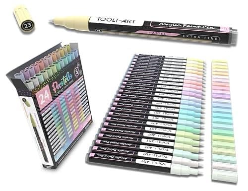 TOOLIART Acrylic Paint Markers Paint Pens Special Colors Set For Rock Painting Canvas Fabric Glass Mugs Wood Ceramics Plastic MultiSurface Non Toxic Waterbased PASTEL