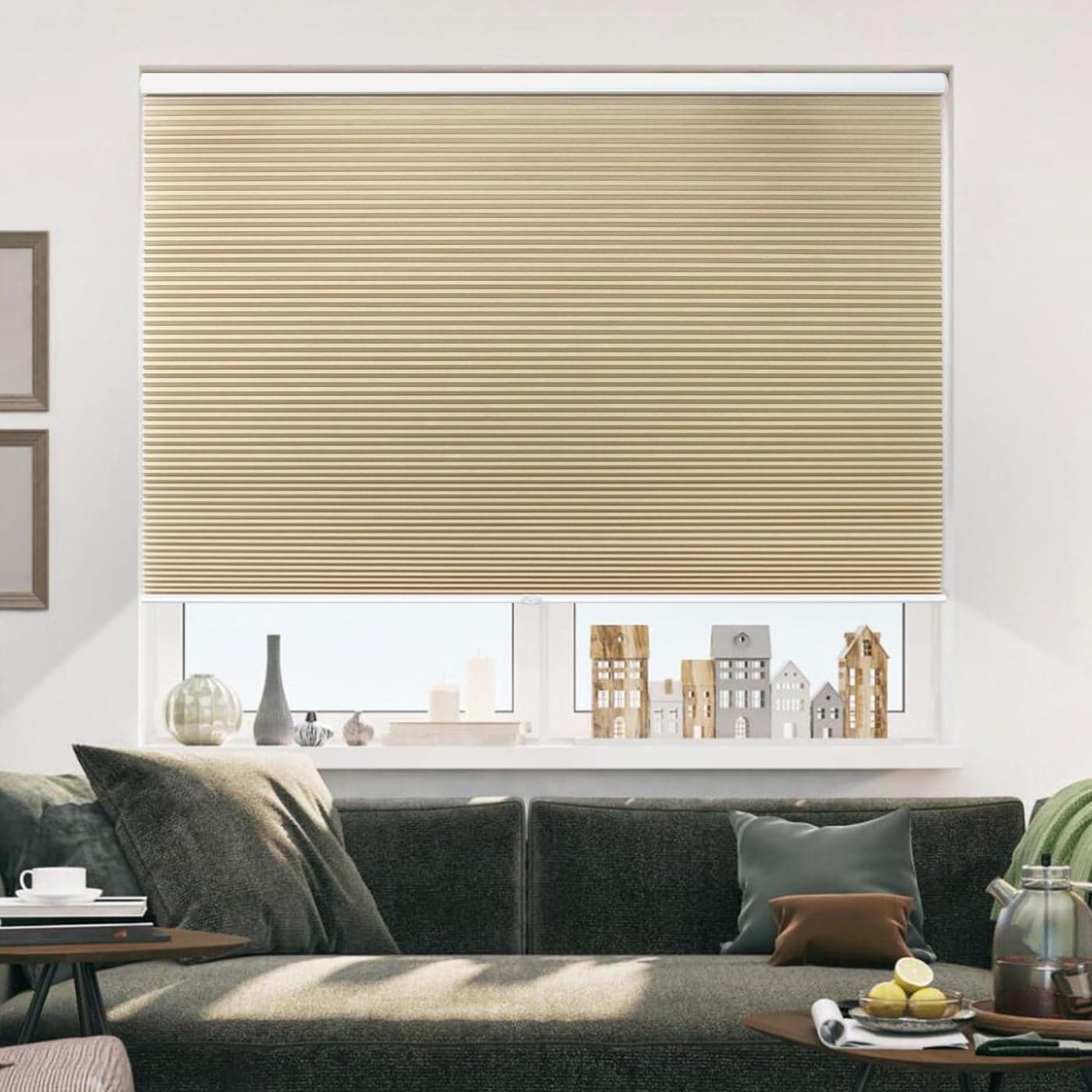 Allesin Cellular Shades Cordless Blackout Honeycomb Blinds for Indoor Windows Thermal Insulated Window Shades Noise Reduction Easy to Install Perfect for BedroomLiving Room Beige H64 x W31