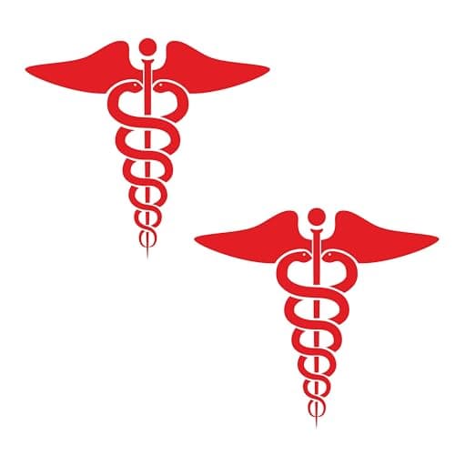 FLYBUY HUB Red Doctor Car Decal Sticker Doctor Logo Sticker for Car and Bike Reflective and Water Proof Pack of 2 (Size 3.5 by 4 Inch)