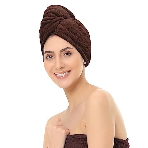 Sassoon Venir Microfiber Hair Wrap Towel for Women (Cocoa Color, Free Size) with Smooth Texture Super Absorbent Quick Dry Hair Turban for Drying Hair