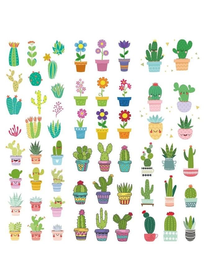 6 sheets Waterproof Temporary Tattoo Stickers for Kids Children Cute Finger Wrist Cactus Potted Flower for Grils Boys