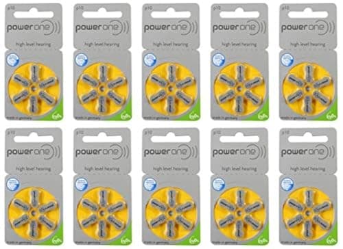 Power One Hearing Aid Battery Size 10 - Pack Of 60 Batteries
