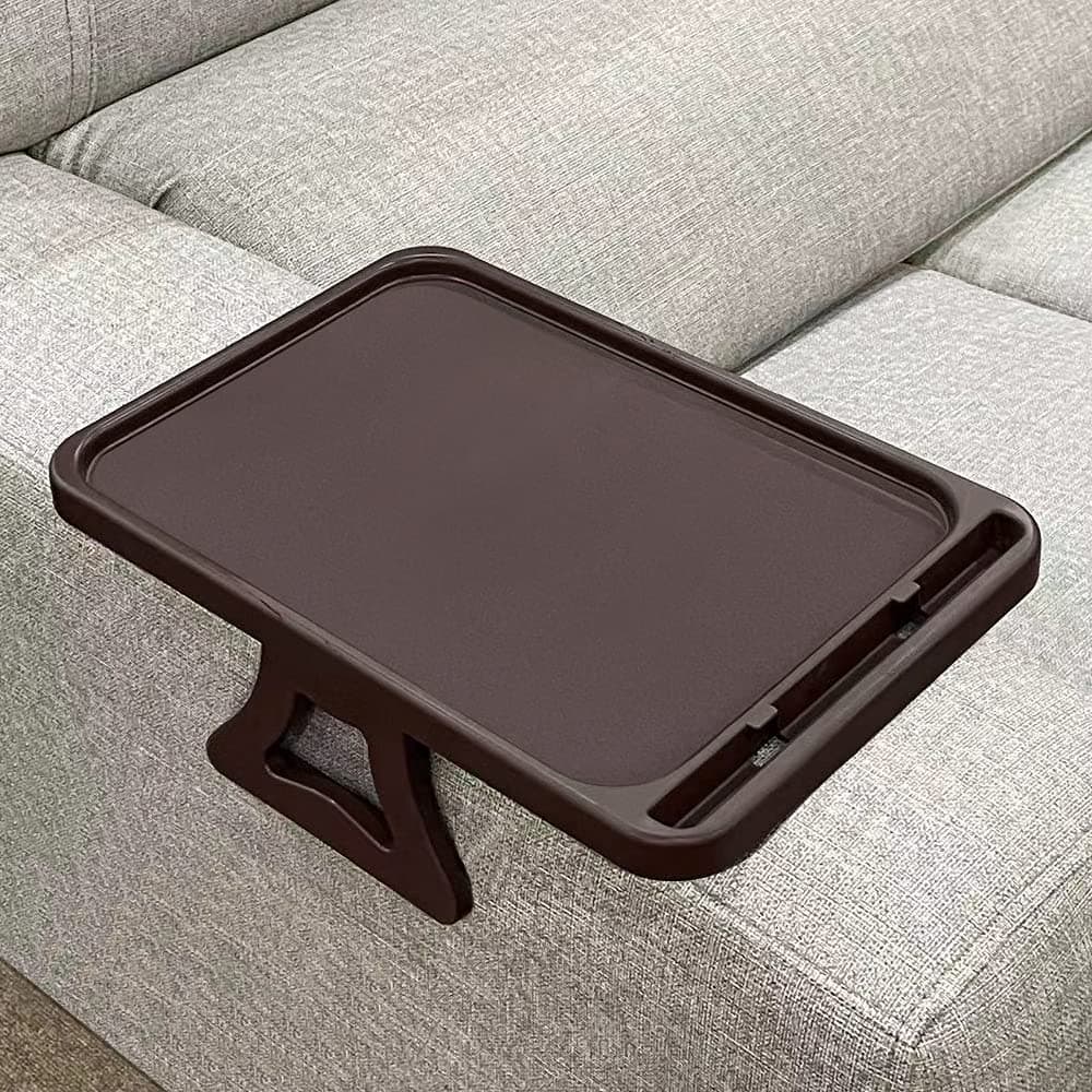 Xchouxer Sofa Armrest Clip Table TV Snack Tray Handy Remote ControlsDrinksPhone Holder Cherry