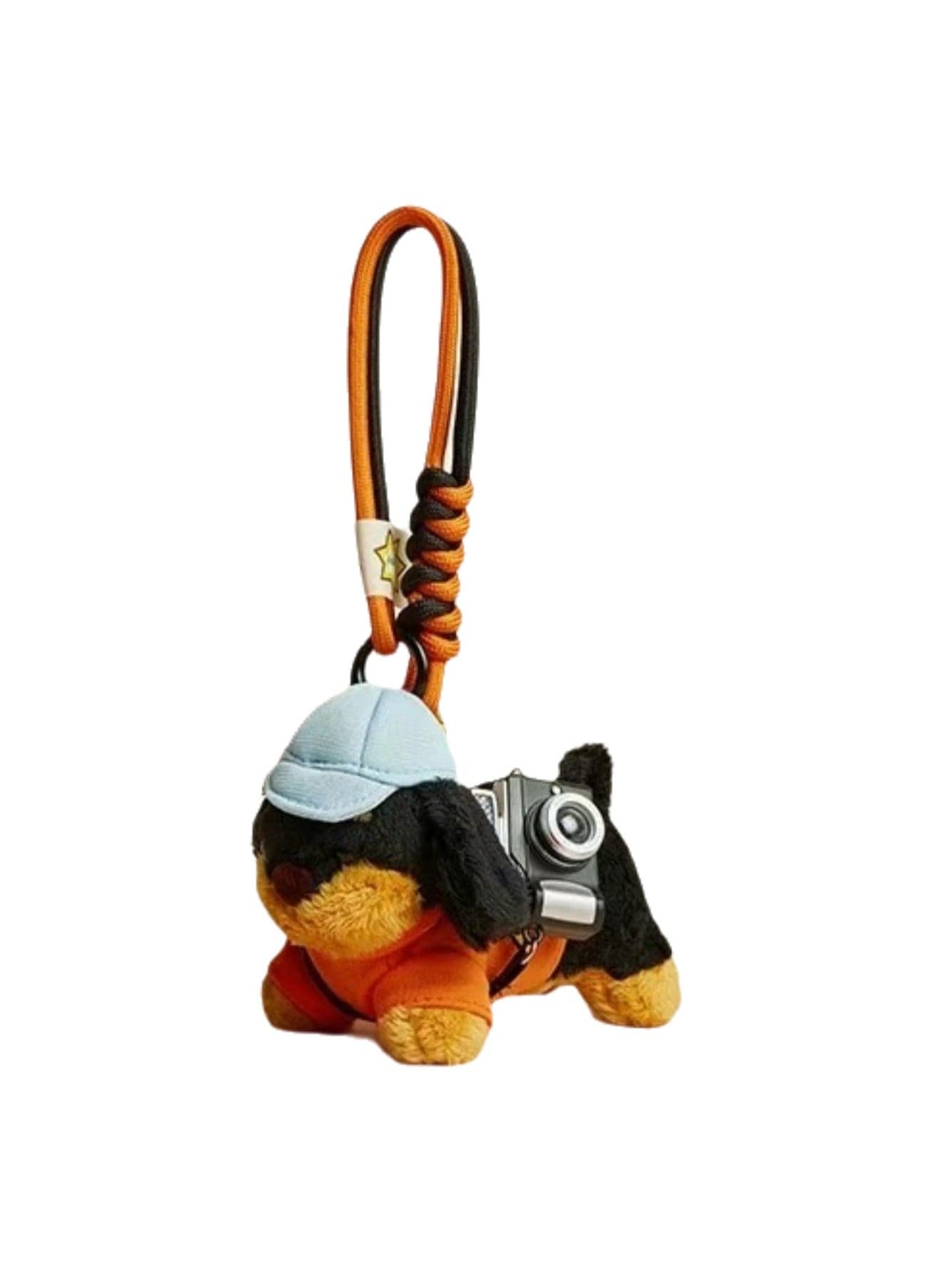 Cute Puppy Plush Pendant, Niche Hamburger Sausage Dog Plush Keychain, Creative Bag Decoration Pendant (Traveler Dachshund - Black Camera)