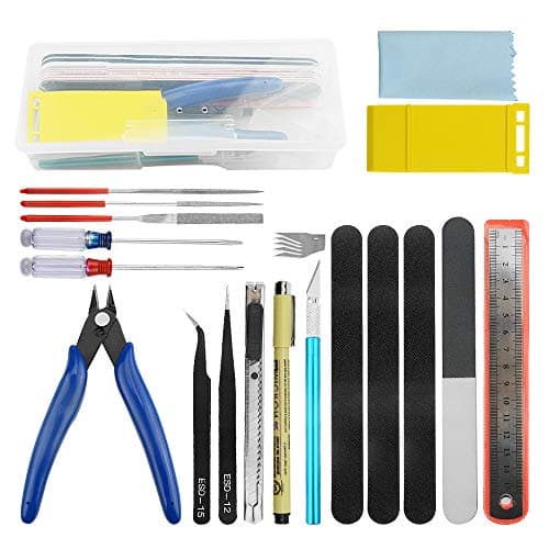 WMYCONGCONG Professional 19 PCS Model Tools Kit Modeler Basic Tools Craft Set Hobby Building Tools Kit for Gundam Car Model Building Repairing and Fixing