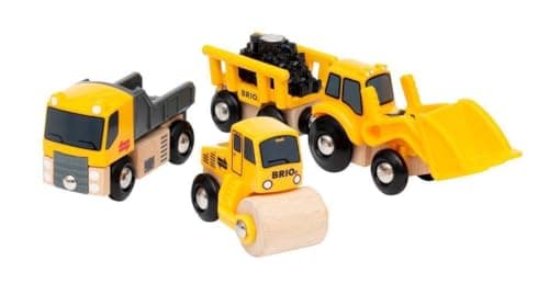 BRIO Construction Vehicles Premium Wooden Toy Train Set Fun and Educational Easy Magnetic Couplings FSC Certified Wood Ideal Christmas or Birthday Gift