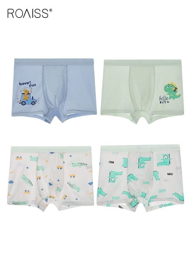 Boys 4 Pack Underwear Set, Soft Stretchy Trunk Briefs with Adorable Patterns and Elastic Waistbands, Breathable Cooling Boxer Briefs for Boys, Ideal for Everyday Wear
