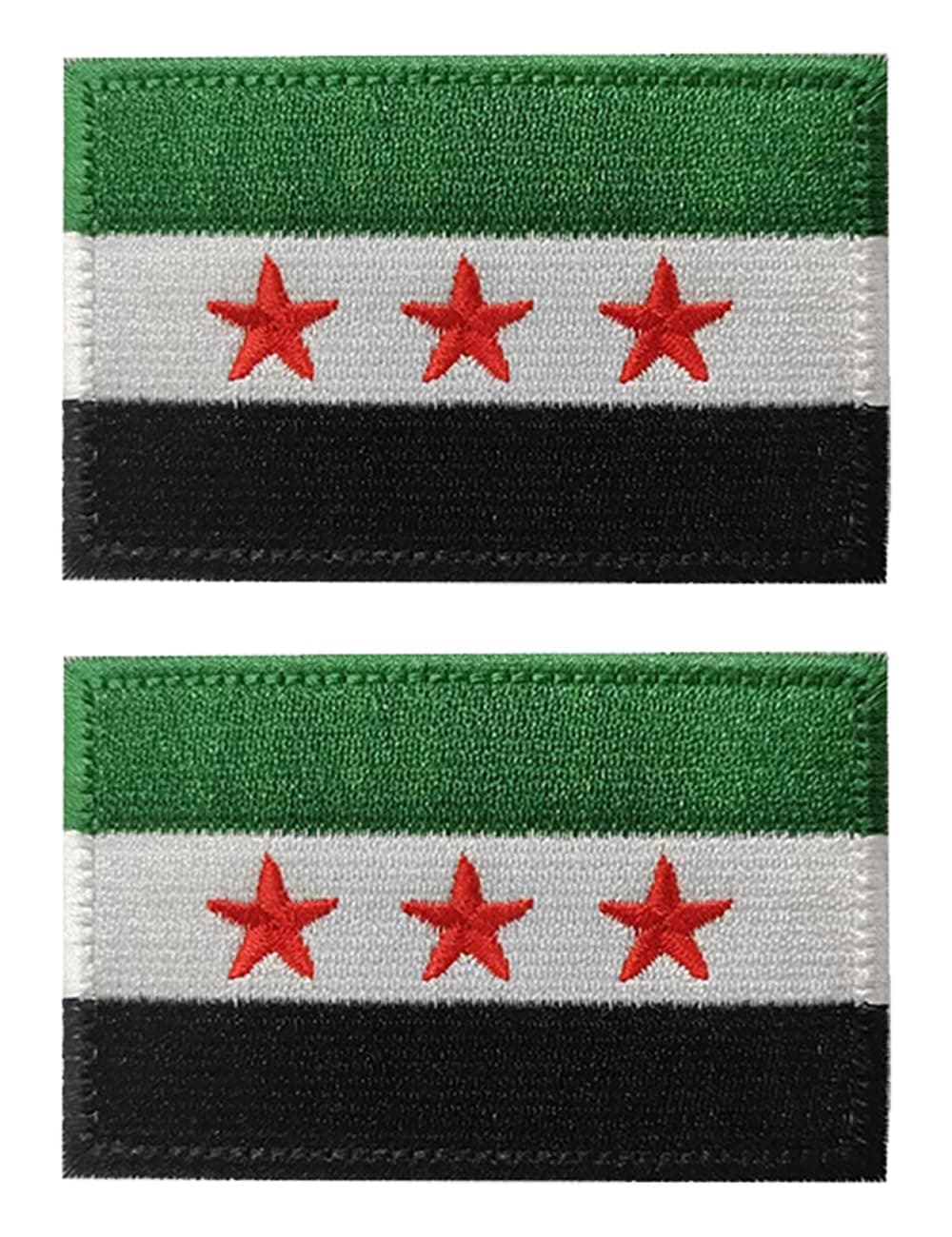 2 PCS AliPlus Syrian Flag Patches Embroidered Tactical Military Morale Patch Applique Fastener Hook and Loop(Syrian New Flag)
