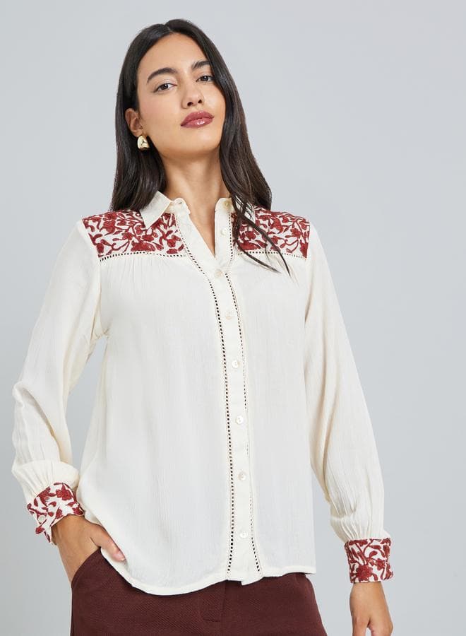 Off-White Embroidered Relaxed Fit Shirt — M
