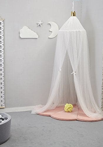 Shyneer Kids Bed Canopy,Princess Hanging Mosquito Net for Baby Crib Nook Castle Nursery for Kid's Room Decor,White