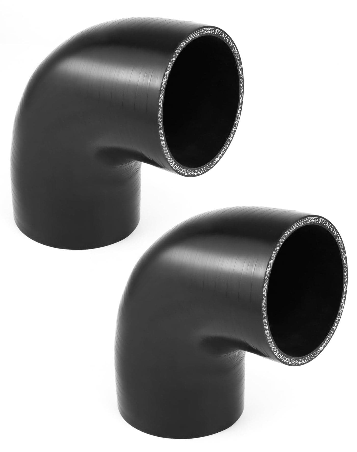 QWORK 90 Degree Elbow Silicone Hose 2 Pcs 3 ID 4Ply Reinforced Silicone Hose for Turbo Intercooler and Intake 4 Long